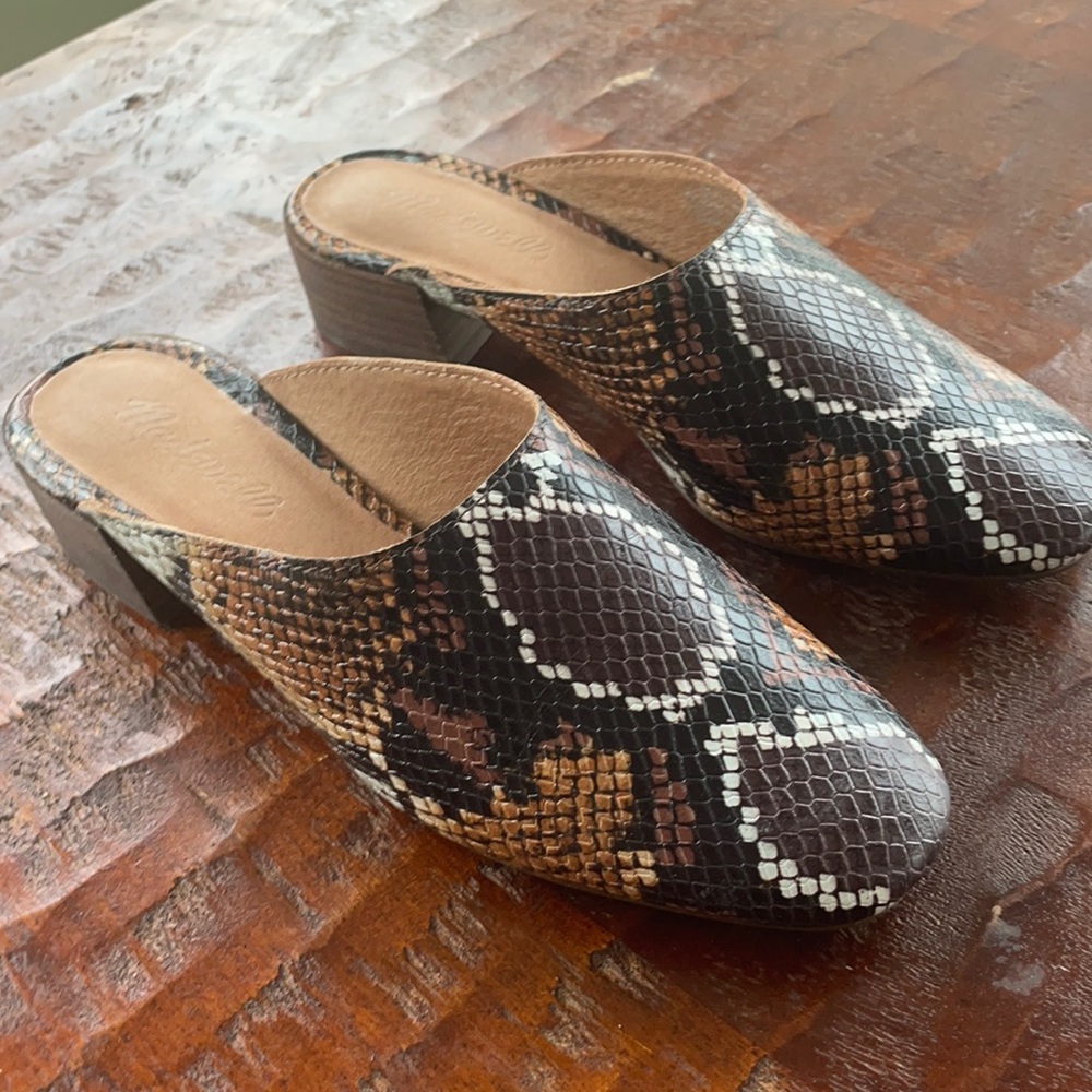 Madewell Snake Mule closed toe leather NIB